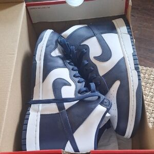 Nike Dunk Hi Retro Navy and White Men's Sneakers